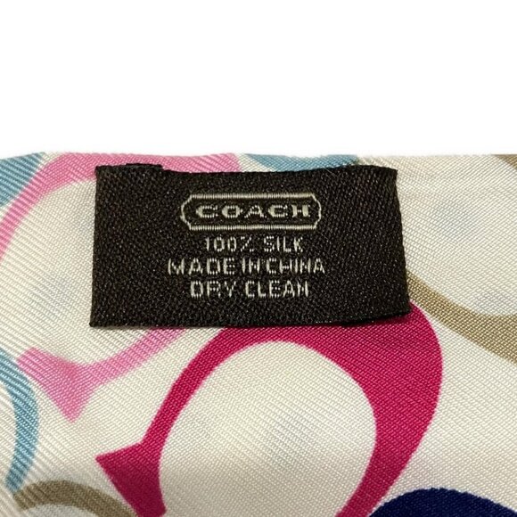 Auth COACH - Cream Blue Multi Scarf - Picture 3 of 5
